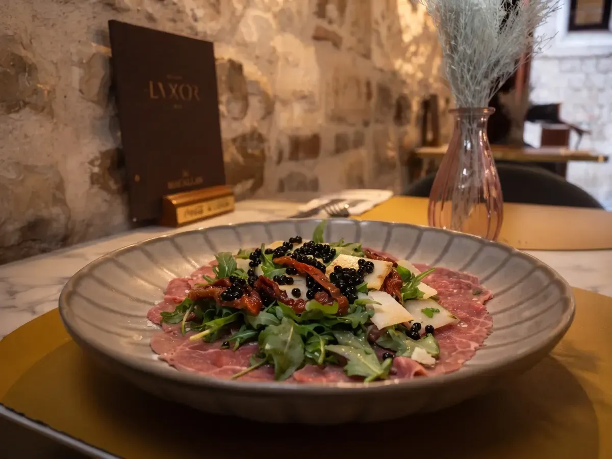 Exquisite Beefsteak Carpaccio on Peristil Square, Café & Restaurant Lvxor Split