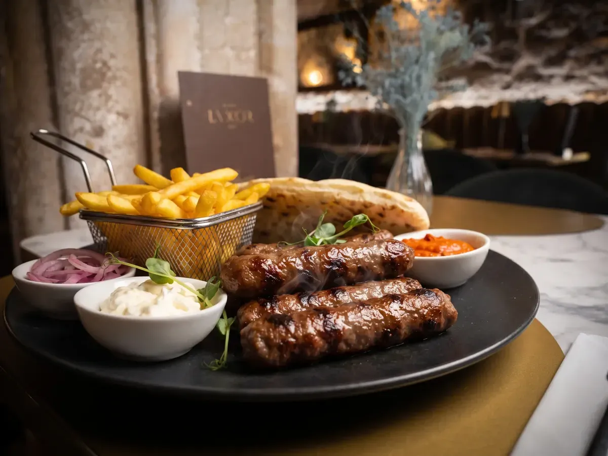 Authentic Ćevapčići in Somun Bread on Peristil Square, Café & Restaurant Lvxor Split