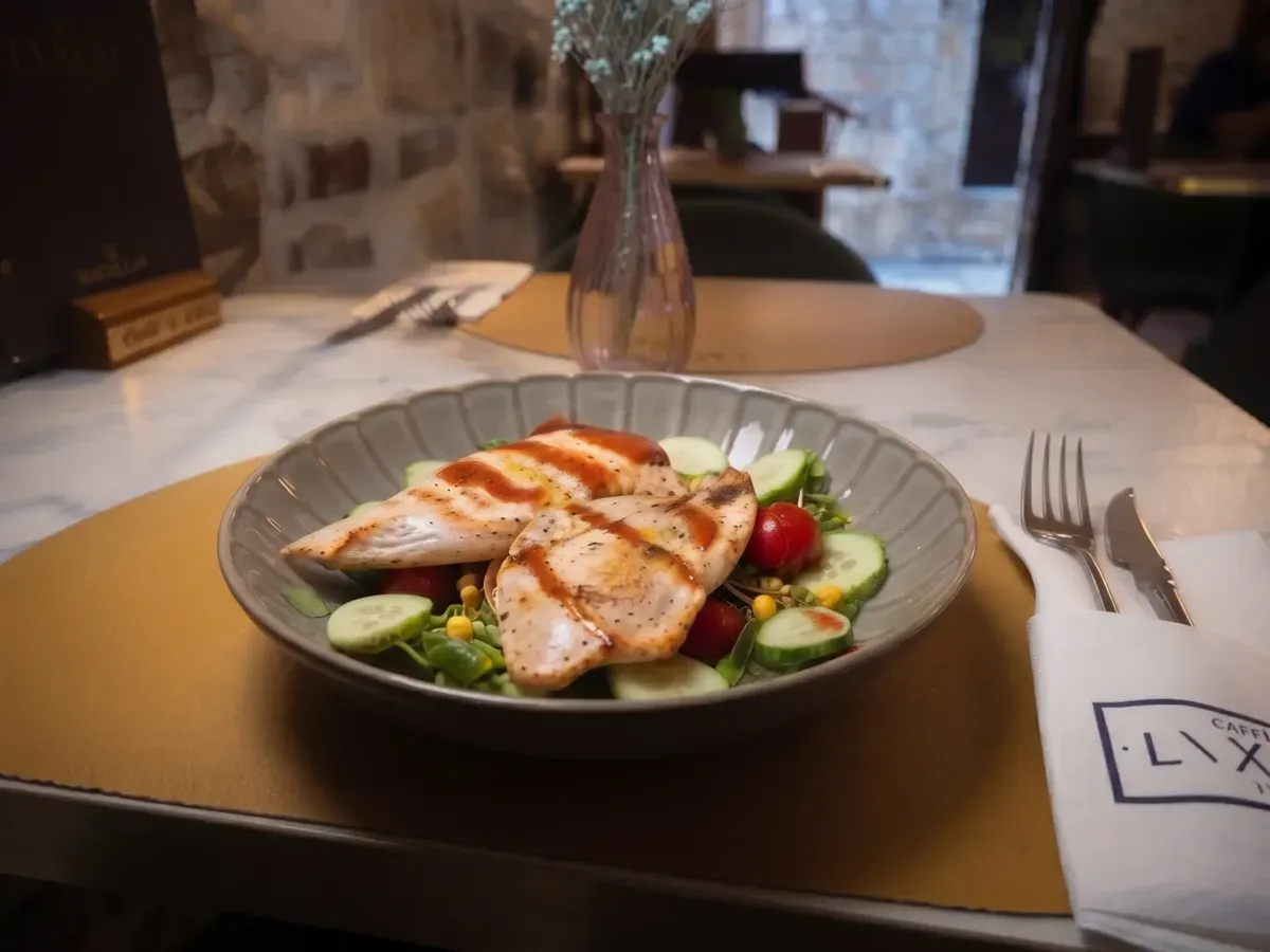 Fresh Chicken Salad on Peristil Square, Café & Restaurant Lvxor Split