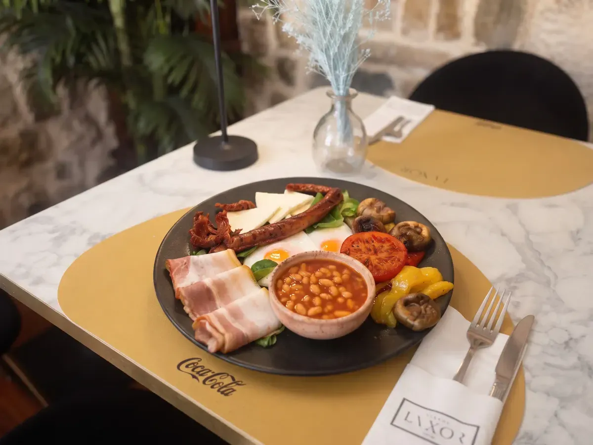 Classic English Breakfast on Peristil Square, Café & Restaurant Lvxor Split