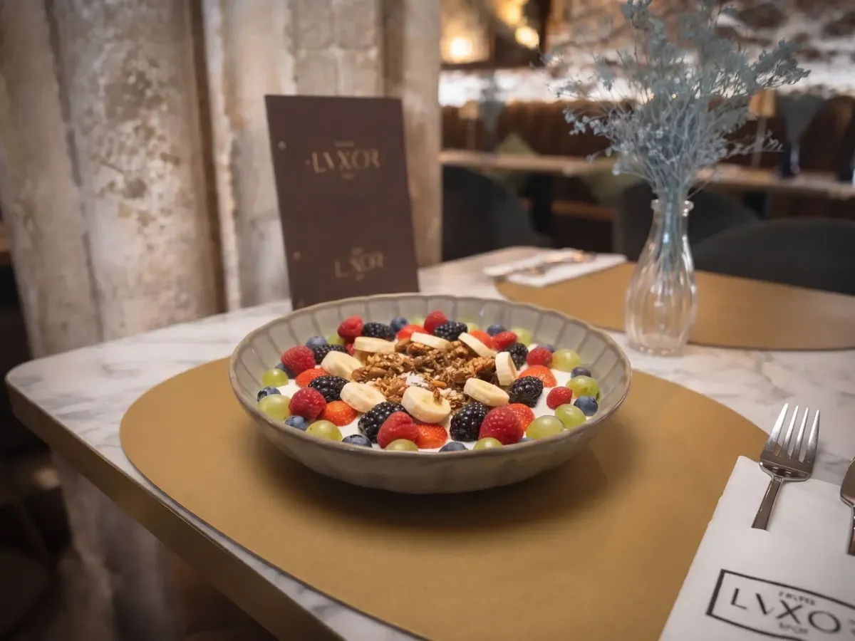 Healthy Fruity Breakfast on Peristil Square, Café & Restaurant Lvxor Split