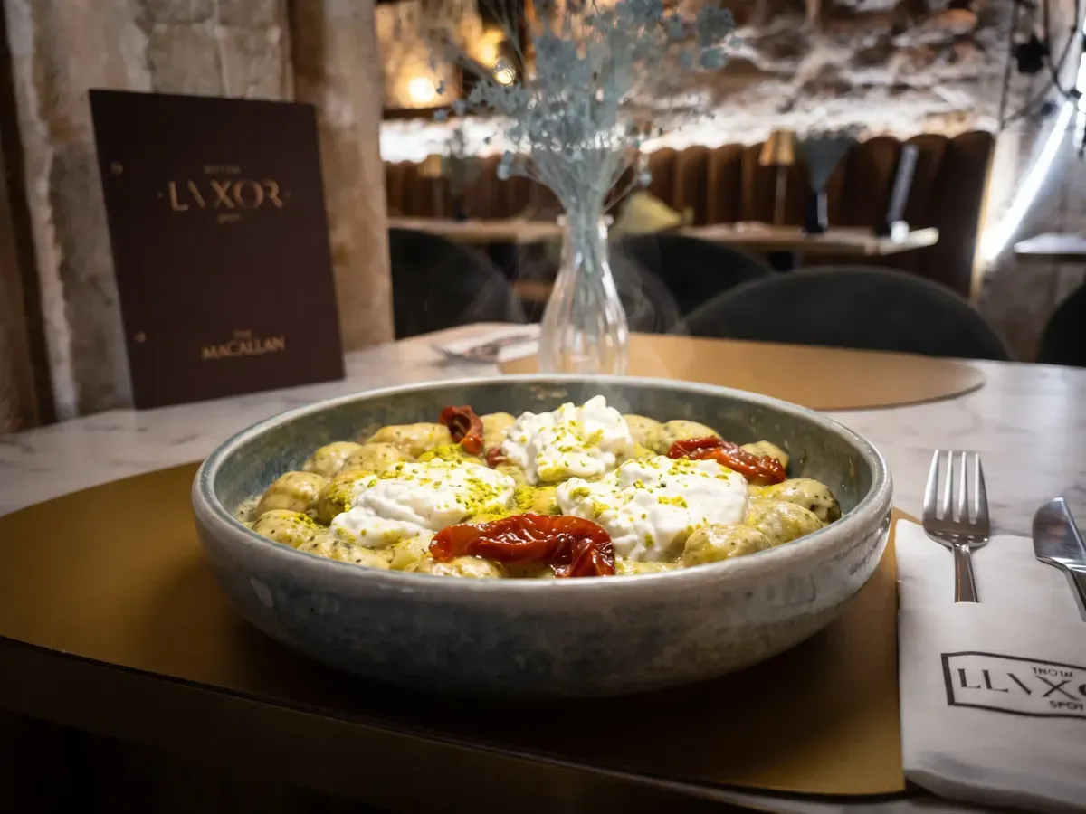 Handcrafted Gnocchi with Pistachio Pesto on Peristil Square, Café & Restaurant Lvxor Split