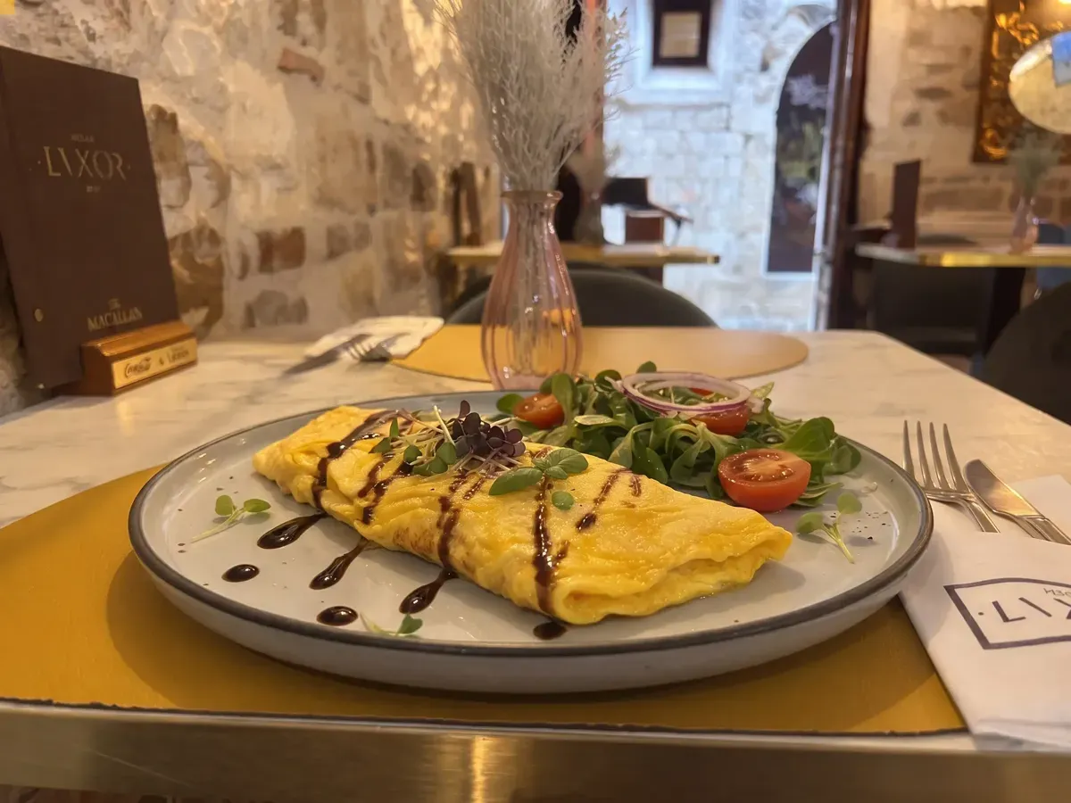 Classic Ham & Cheese Omelette on Peristil Square, Café & Restaurant Lvxor Split