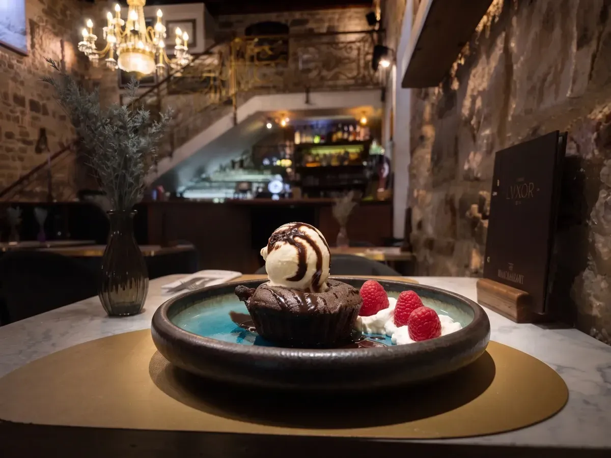 Decadent Hot Lava Cake on Peristil Square, Café & Restaurant Lvxor Split