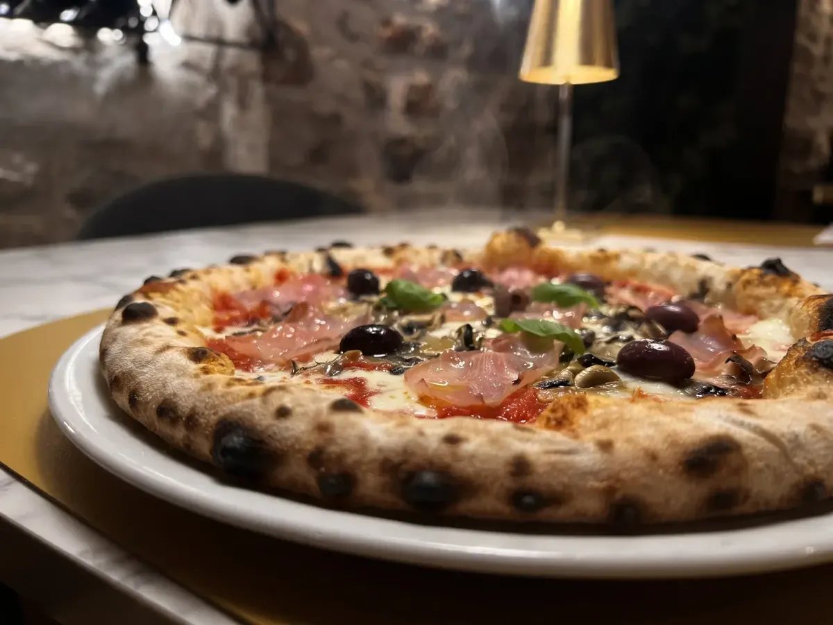 Classic Pizza Capricciosa on Peristil Square, Café & Restaurant Lvxor Split