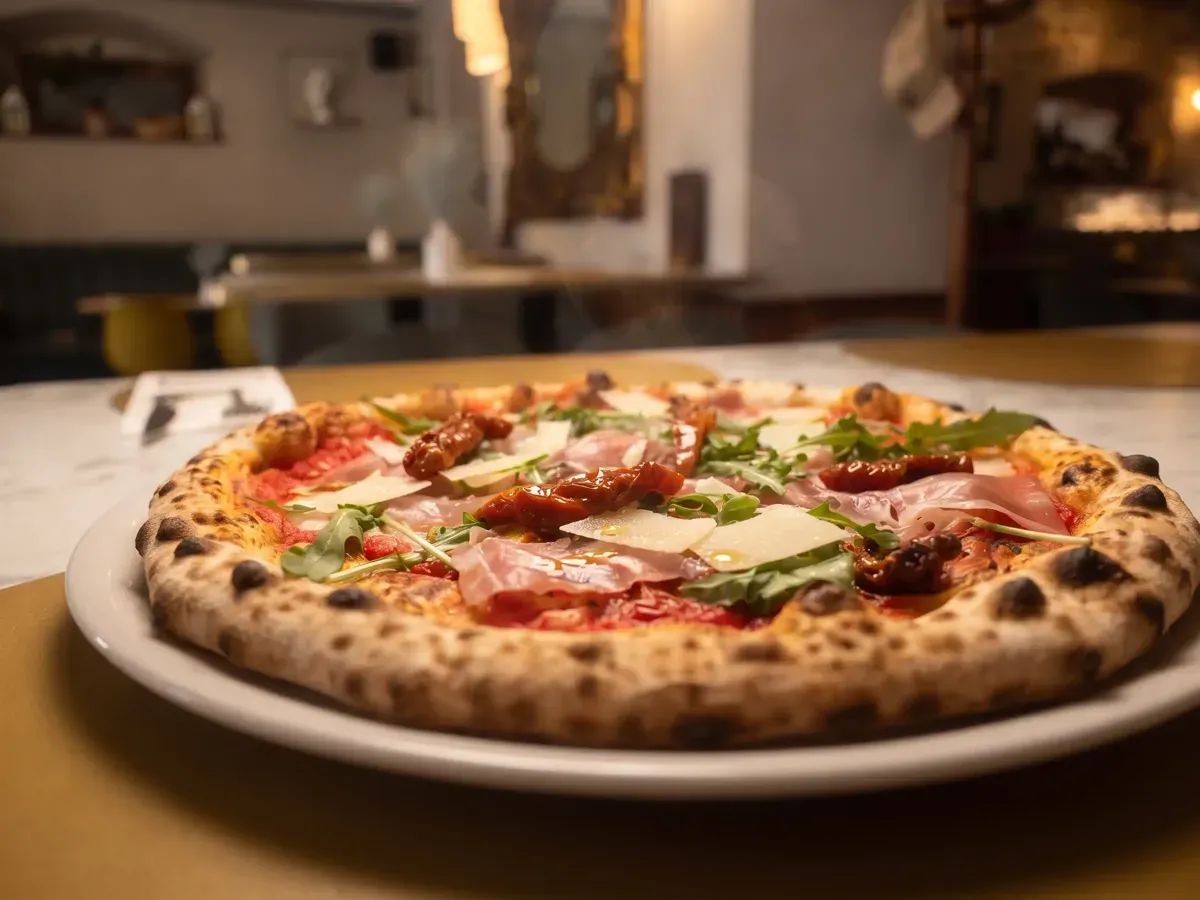 Authentic Pizza Prosciutto on Peristil Square, Café & Restaurant Lvxor Split