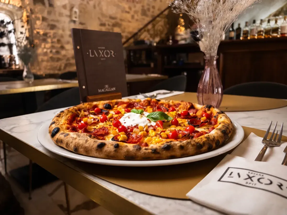 Fiery Spicy Pizza on Peristil Square, Café & Restaurant Lvxor Split