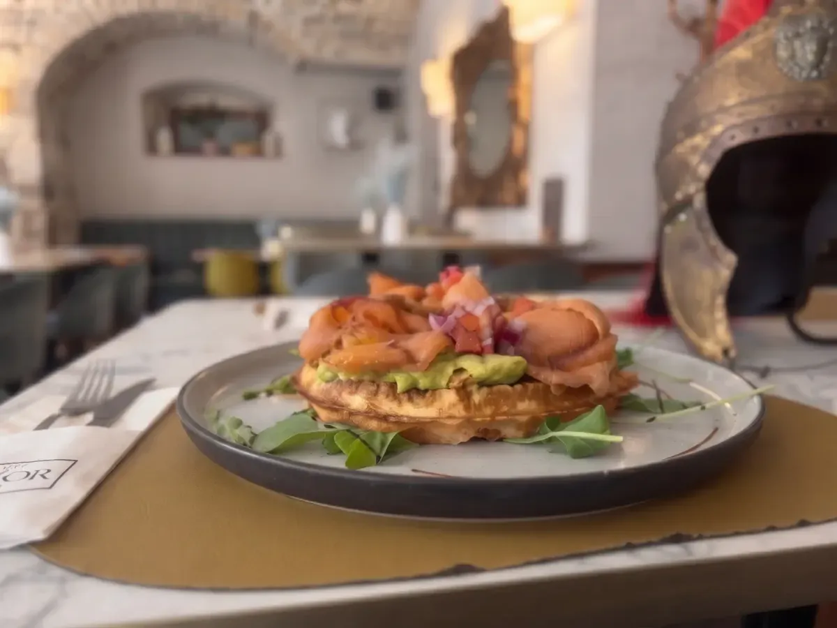 Signature Salmon on Guacamole on Peristil Square, Café & Restaurant Lvxor Split