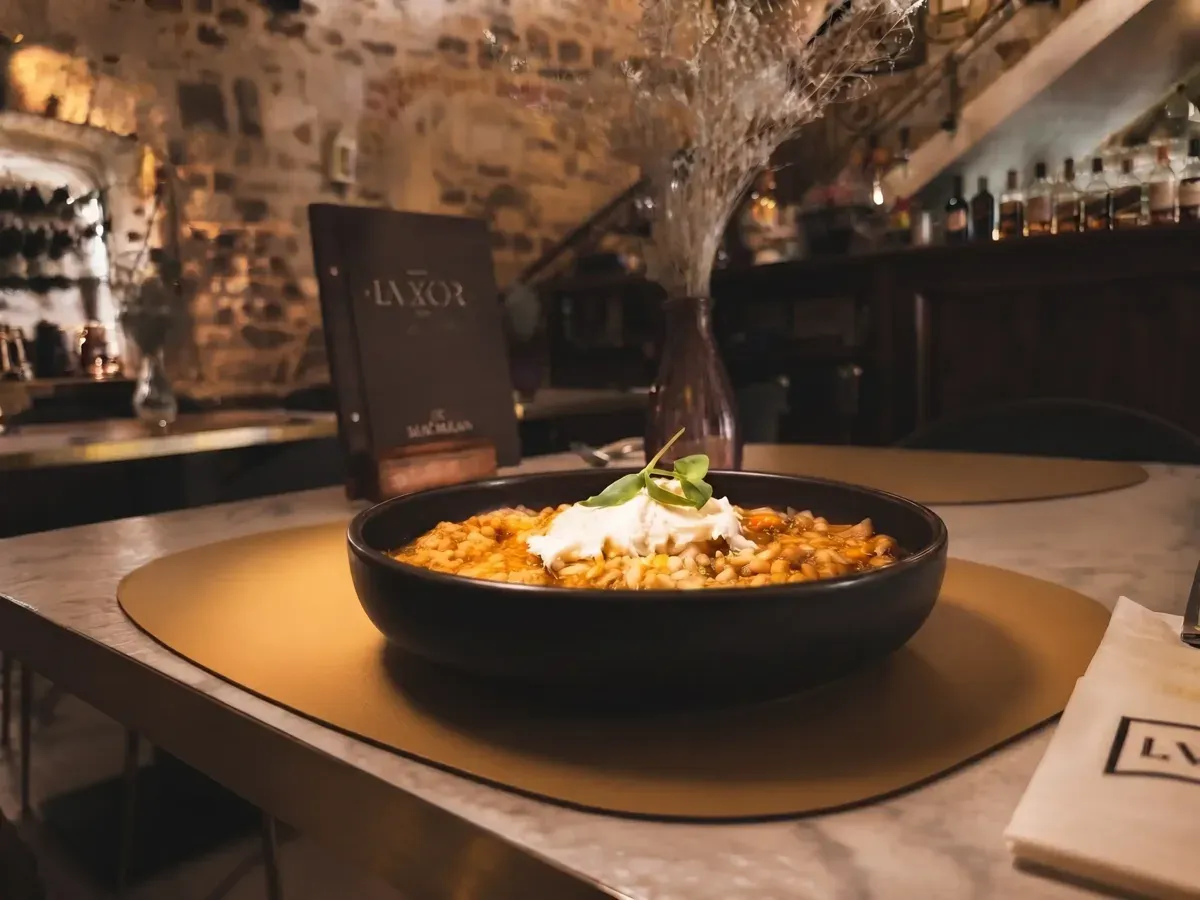Traditional Skradin Risotto on Peristil Square, Café & Restaurant Lvxor Split
