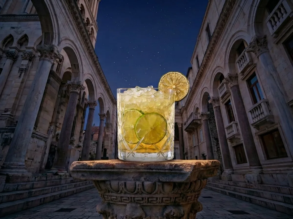 Caipirinha cocktail on Peristil Square, Café & Restaurant Lvxor Split