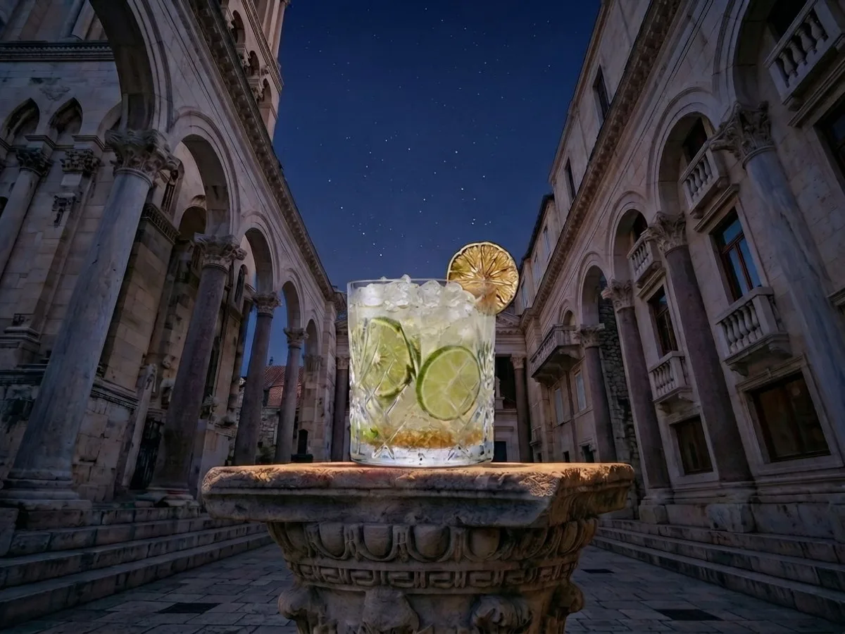 Caipiroska cocktail on Peristil Square, Café & Restaurant Lvxor Split