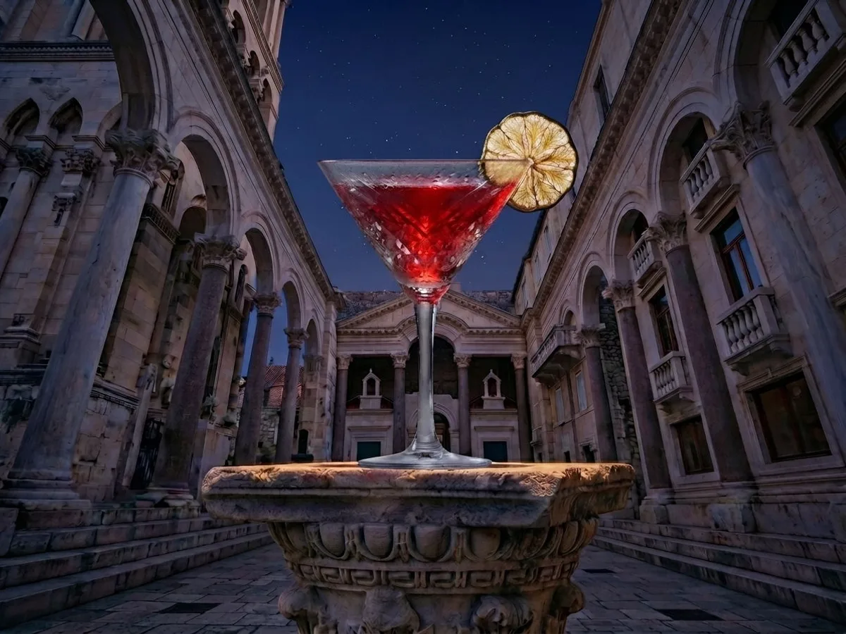 Cosmopolitan cocktail on Peristil Square, Café & Restaurant Lvxor Split