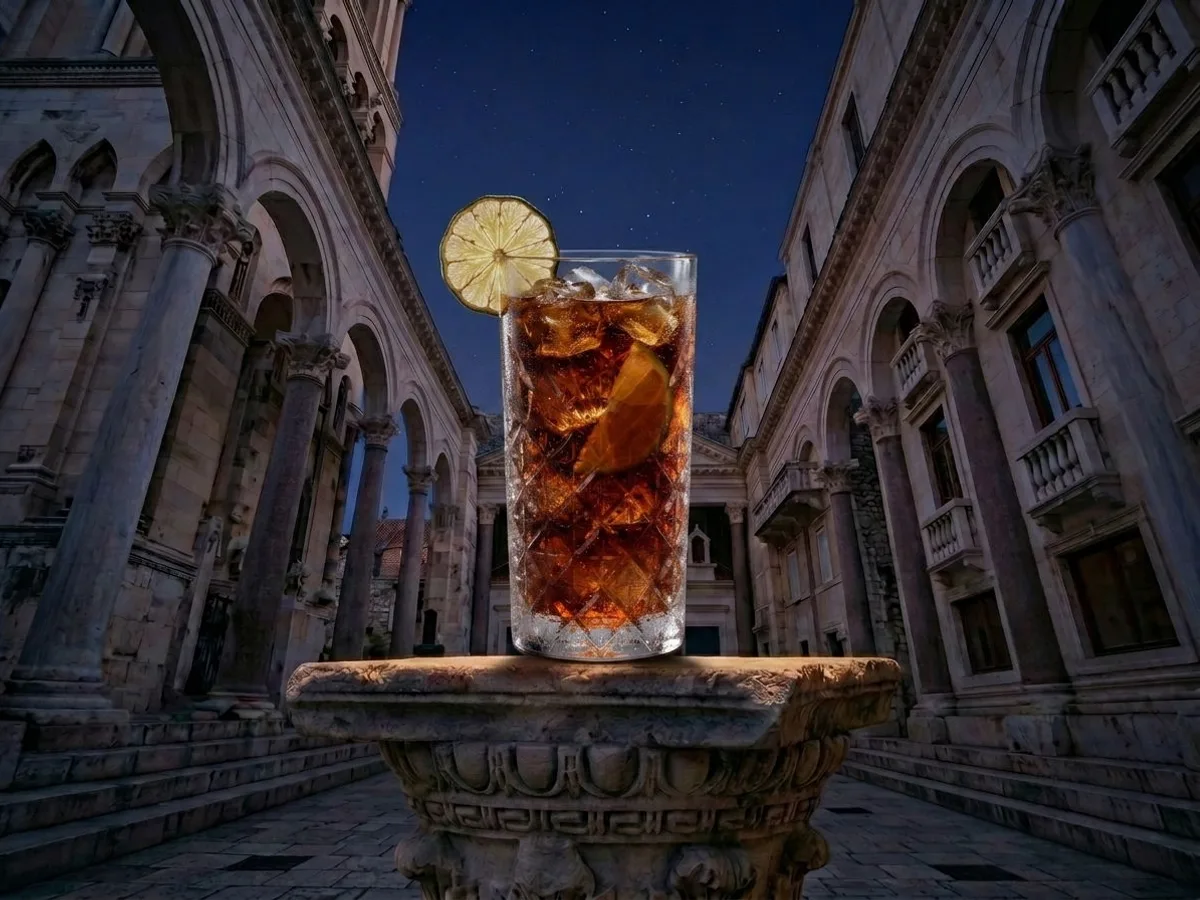 Cuba Libre cocktail on Peristil Square, Café & Restaurant Lvxor Split