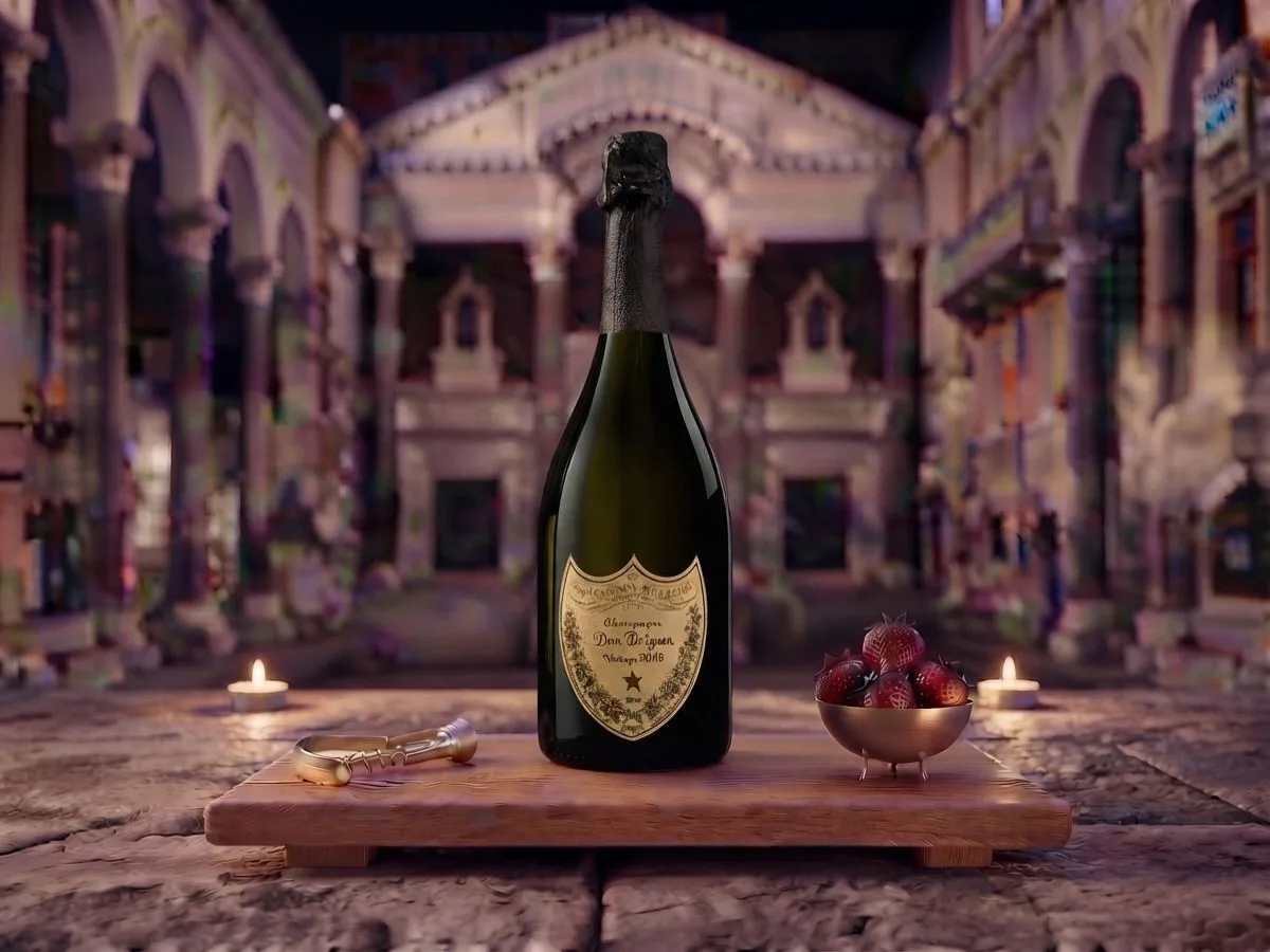 Dom Pérignon Vintage, 0.75 l bottle on Peristil Square, Café & Restaurant Lvxor Split