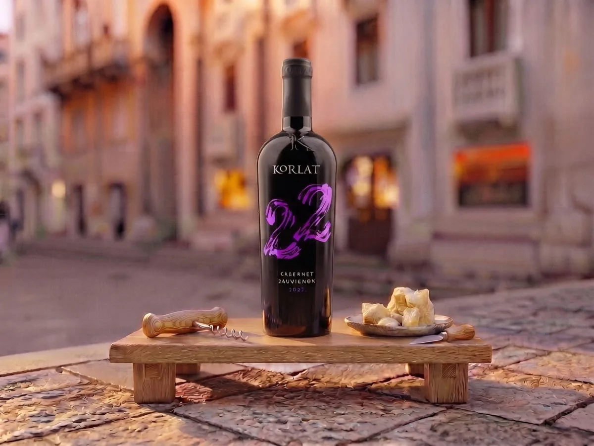 Korlat Cabernet Sauvignon, 0.75 l bottle on Peristil Square, Café & Restaurant Lvxor Split