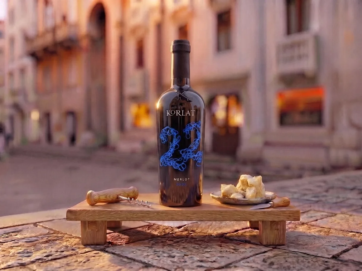 Korlat Merlot, 0.75 l bottle on Peristil Square, Café & Restaurant Lvxor Split