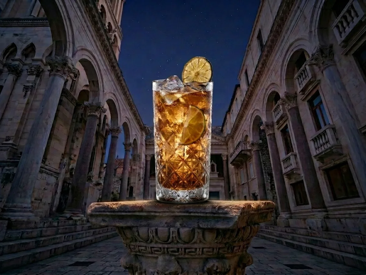 Long Island Iced Tea cocktail on Peristil Square, Café & Restaurant Lvxor Split