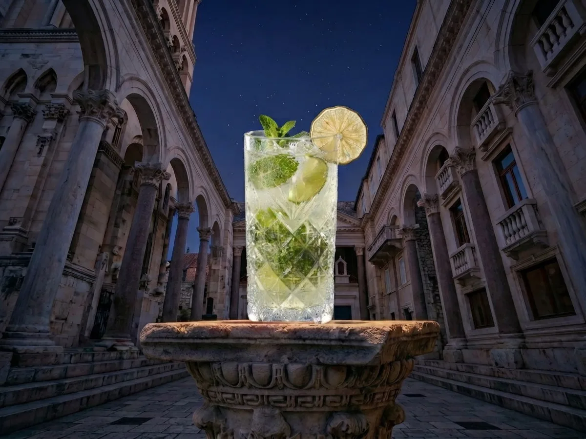 Mojito cocktail on Peristil Square, Café & Restaurant Lvxor Split