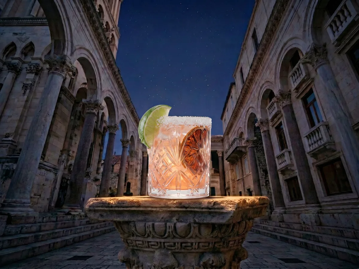Paloma cocktail on Peristil Square, Café & Restaurant Lvxor Split