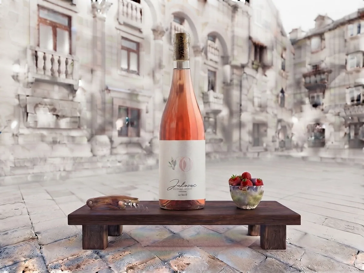 Rosé Jakovac, 0.75 l bottle on Peristil Square, Café & Restaurant Lvxor Split
