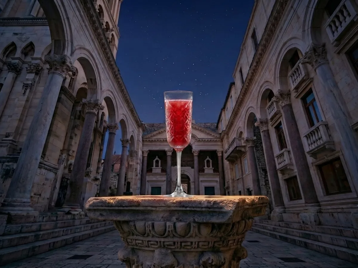 Rossini cocktail on Peristil Square, Café & Restaurant Lvxor Split