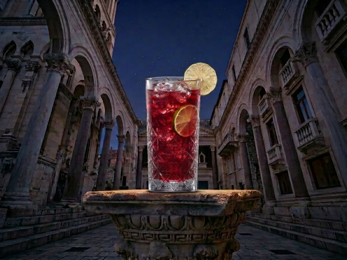 Scarlett O'Hara cocktail on Peristil Square, Café & Restaurant Lvxor Split