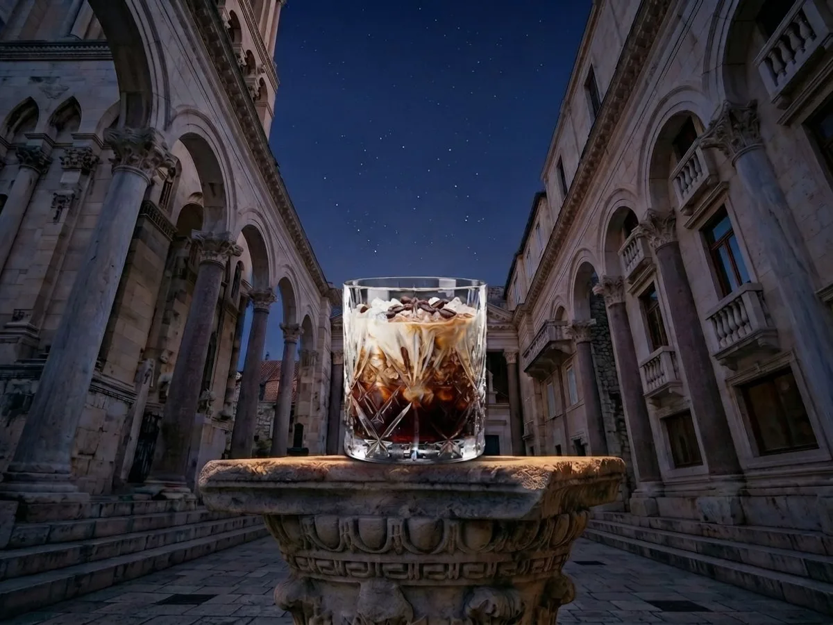 White Russian cocktail on Peristil Square, Café & Restaurant Lvxor Split